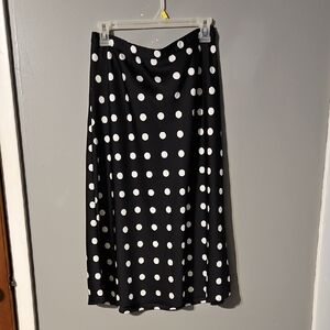 J. Crew Black and White Polka Dot A-Line Skirt